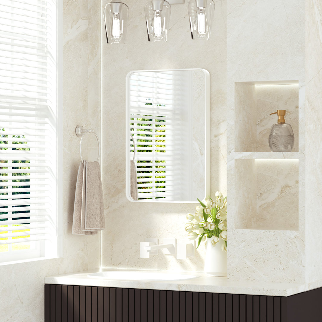 Leaderville 1.2" Thick Aluminum Framed Bathroom Mirror, Decorative Mirror Wall Mirror with Tempered Glass, French Cleat Mounted